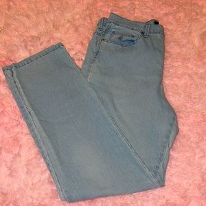 Striped straight leg jean